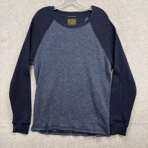 Lucky Brand Shirt Men Large Blue Strong Boy Thermal Waffle Knit Crew Long Sleeve